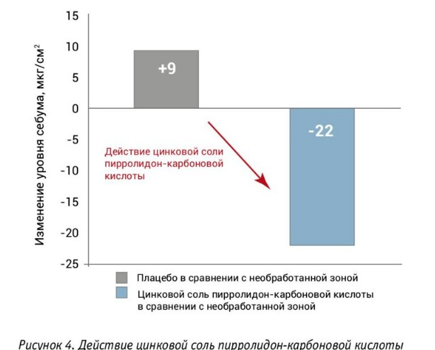 Действие цинковой соли пирролидонкарбоновой кислоты на выработку себума