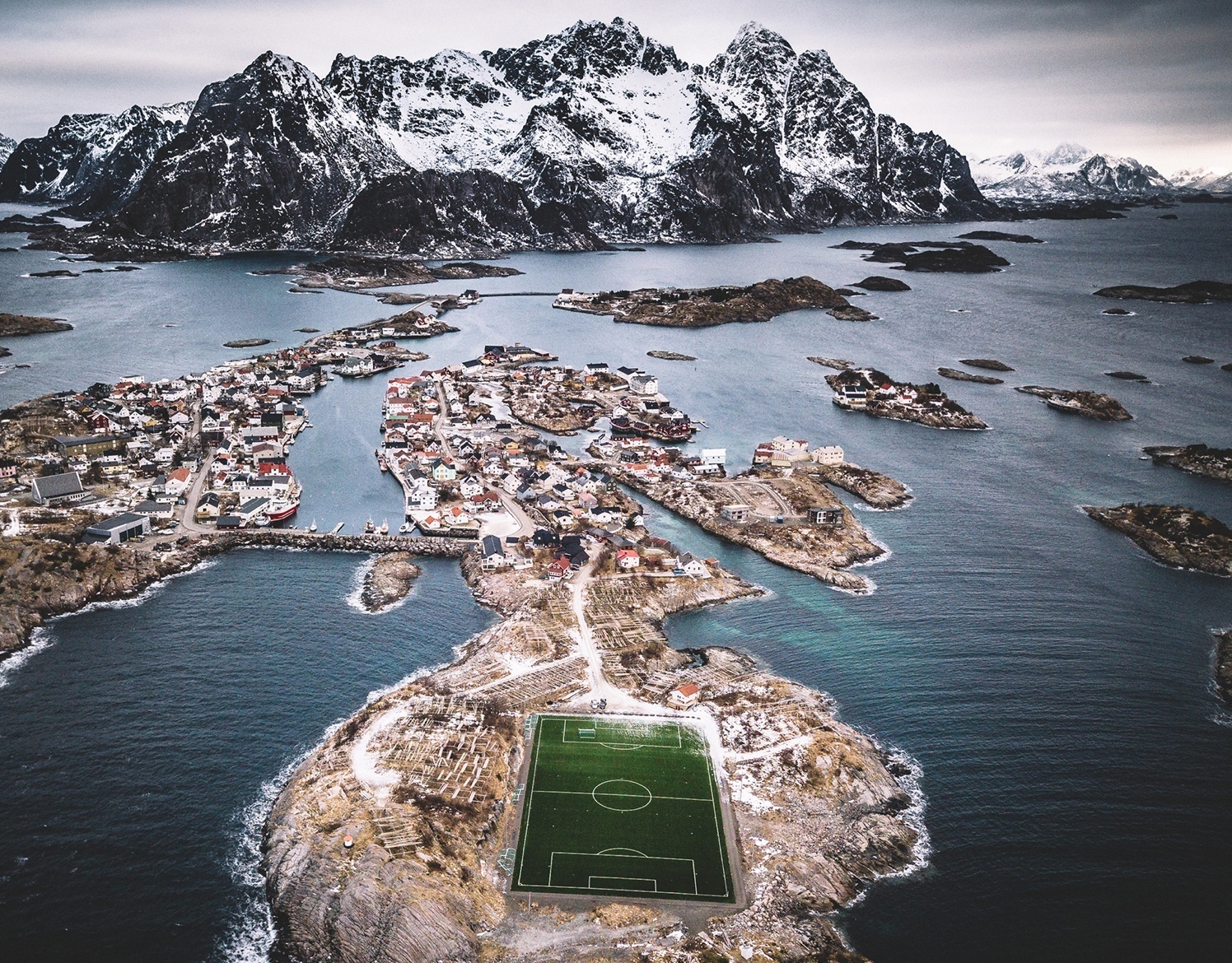 Lofoten norway soccer field