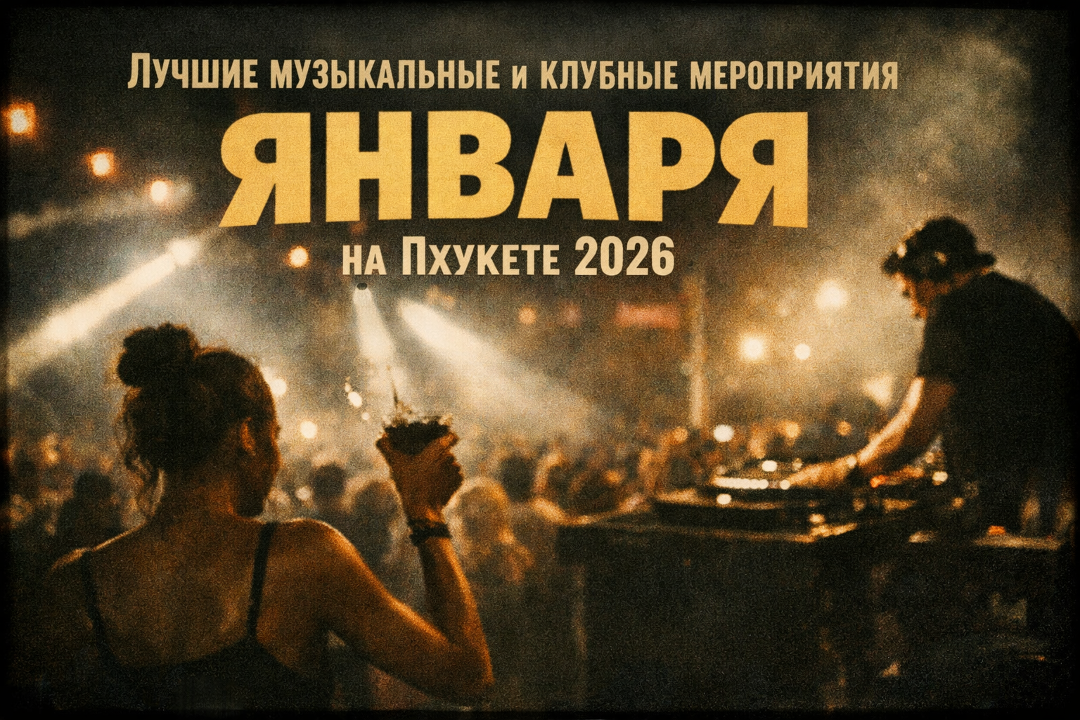январь — месяц яркой музыки и вечеринок на Пхукете Представьте: вы танцуете под звёздами на пляже под сеты мировых DJ, или наслаждаетесь живой музыкой в клубе с видом на Андаманское море. Январь на Пхукете — пик сезона для музыкальных и клубных событий: о