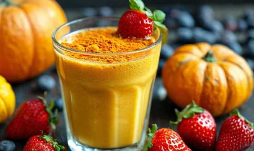 Смузи из тыквы с клубникой