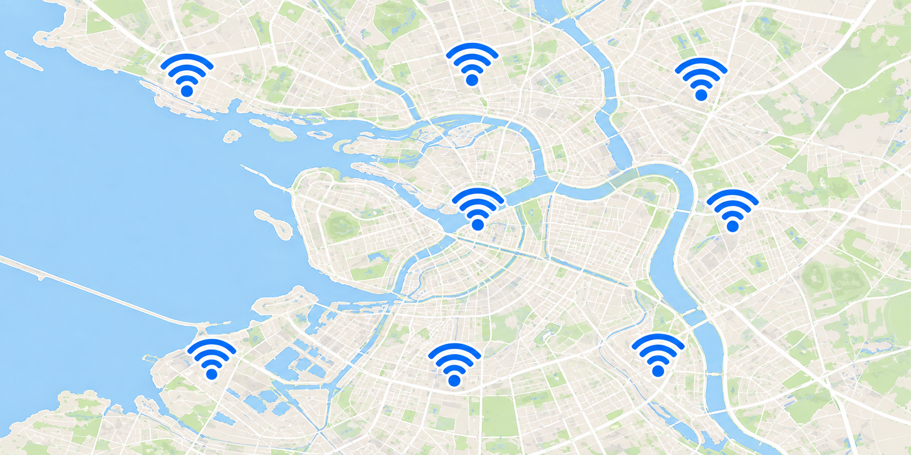 Карта Wi-Fi и сервисов Санкт-Петербурга