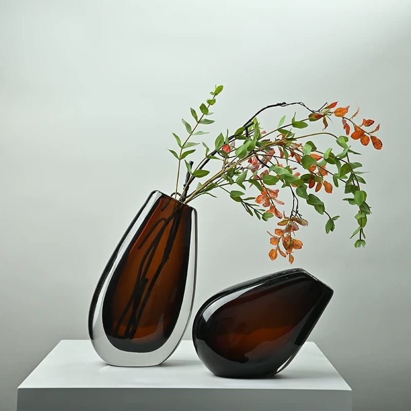 Вазы с двойным дном из толстого цветного стекла