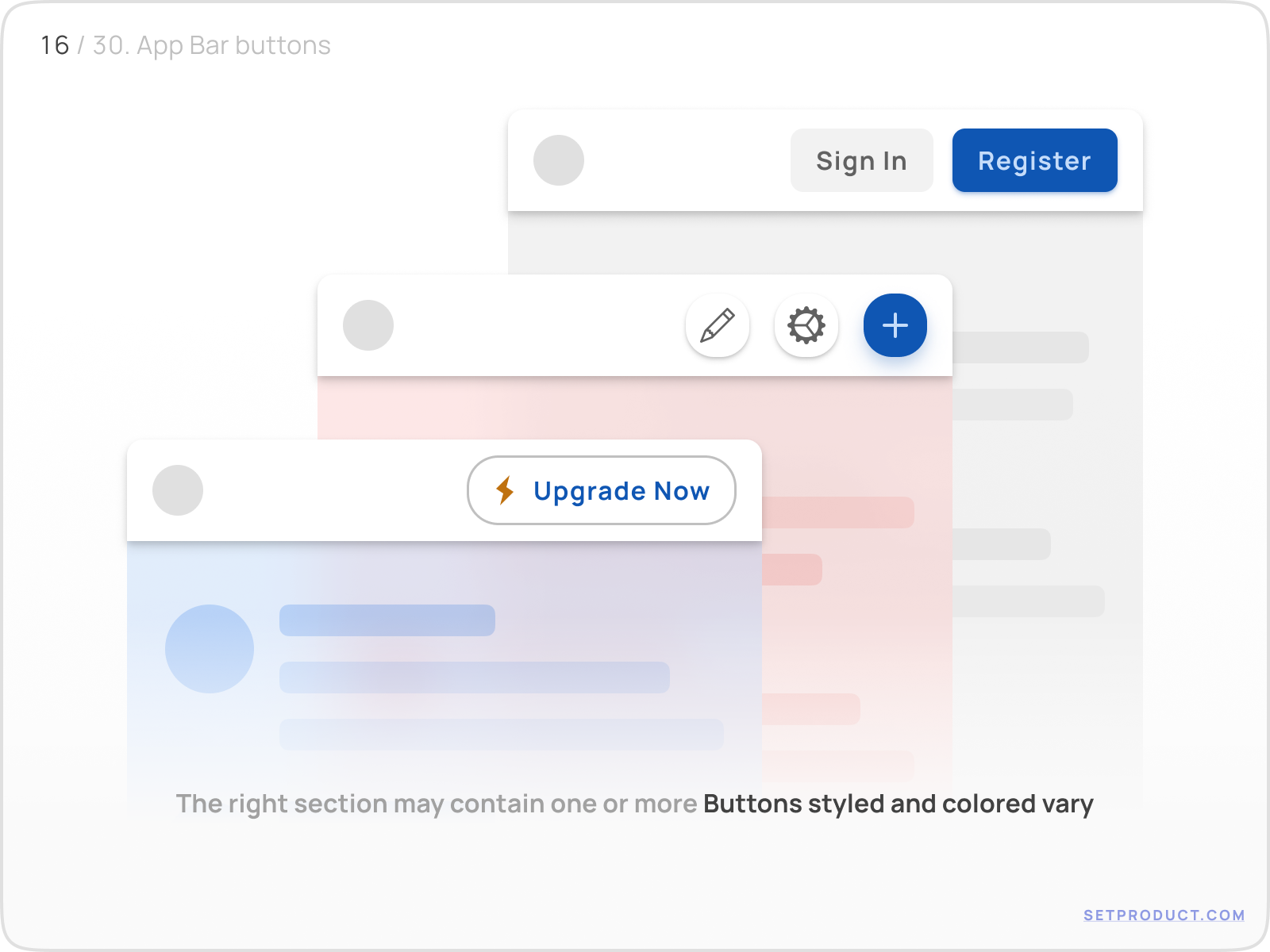 Nav Bar UI design exploration — anatomy, usecases, states, templates