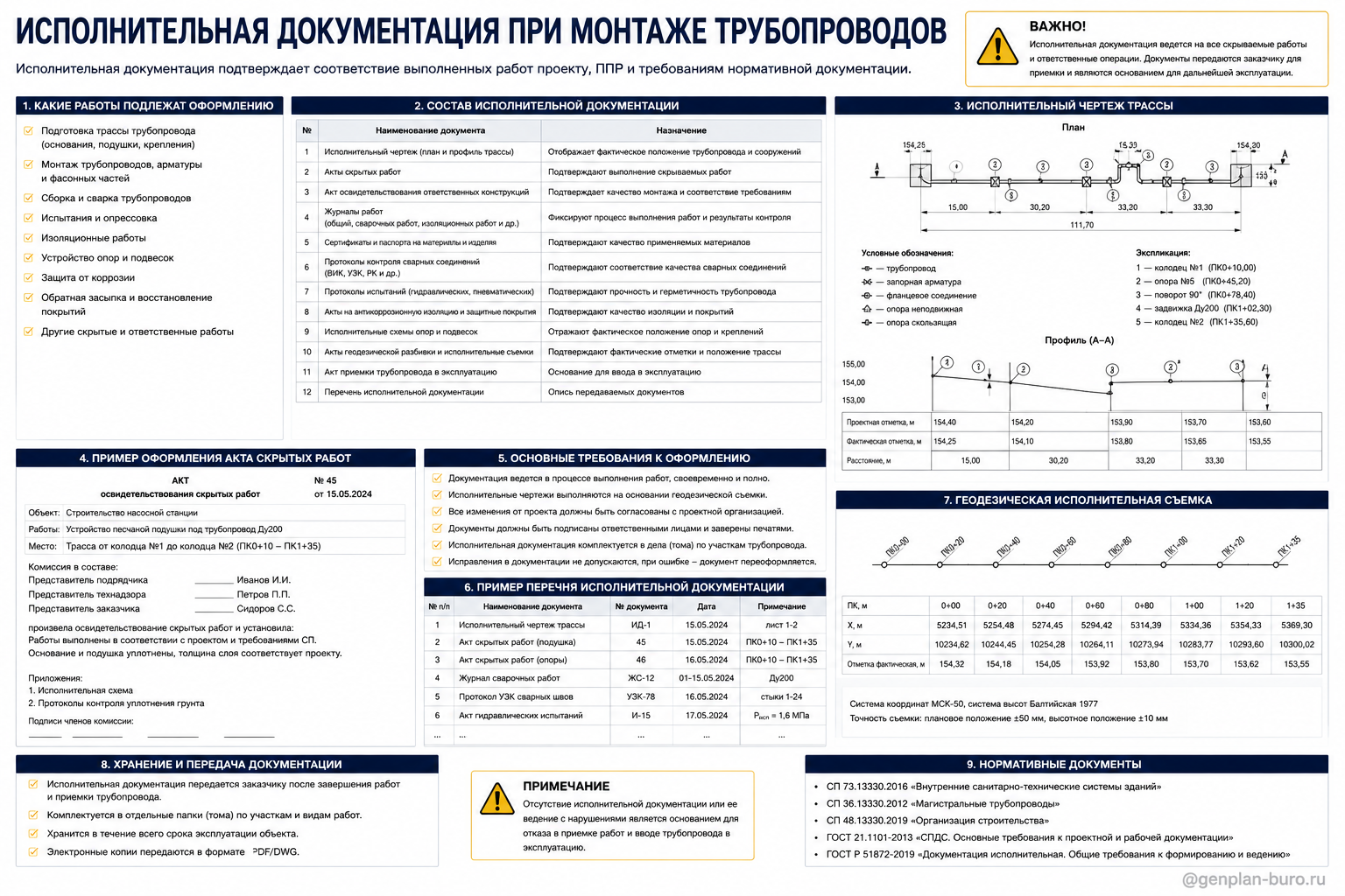 Исполнительная документация при монтаже трубопроводов