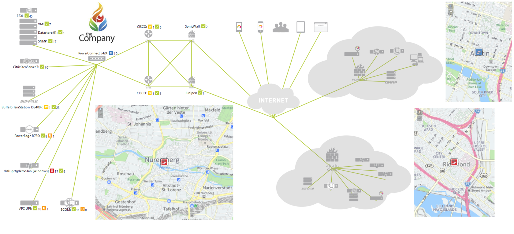 Нарисовать карту сети zabbix