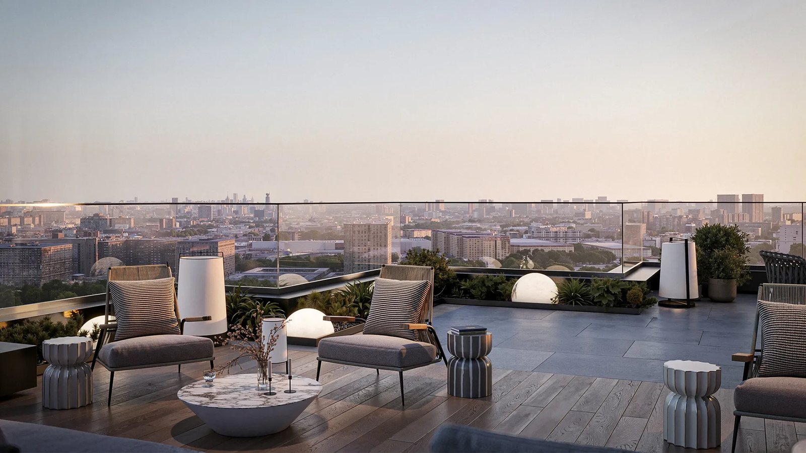 Терраса Sky Lounge на 35-м этаже ЖК «МАРК», визуализация