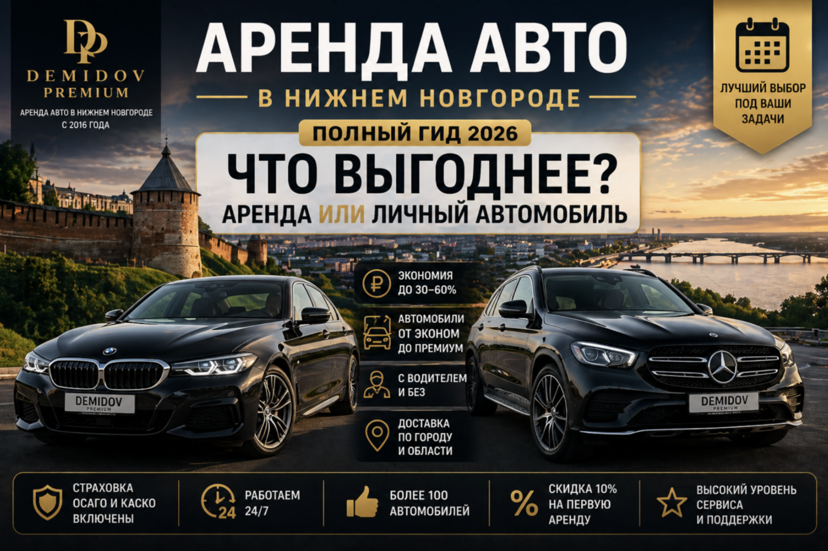Аренда авто в Нижнем Новгороде — полный гид 2026 | цены, условия, советы