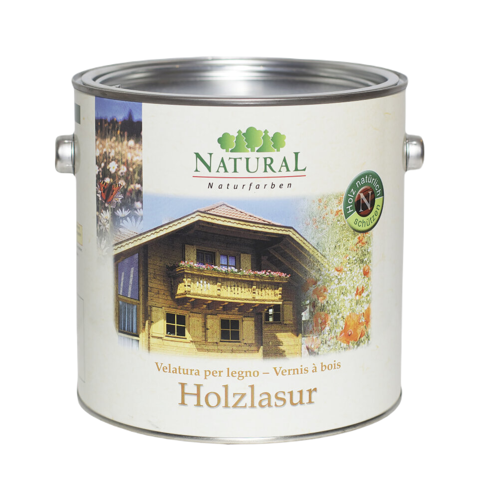 Natural Holzlasur защитное масло с декоративным эффектом, глубоко проникает в поверхность древесины и образует шелковисто-матовое покрытие. Легко наносится и выделяет структуру дерева. Обеспечивает влагостойкость. Защита от биопоражений