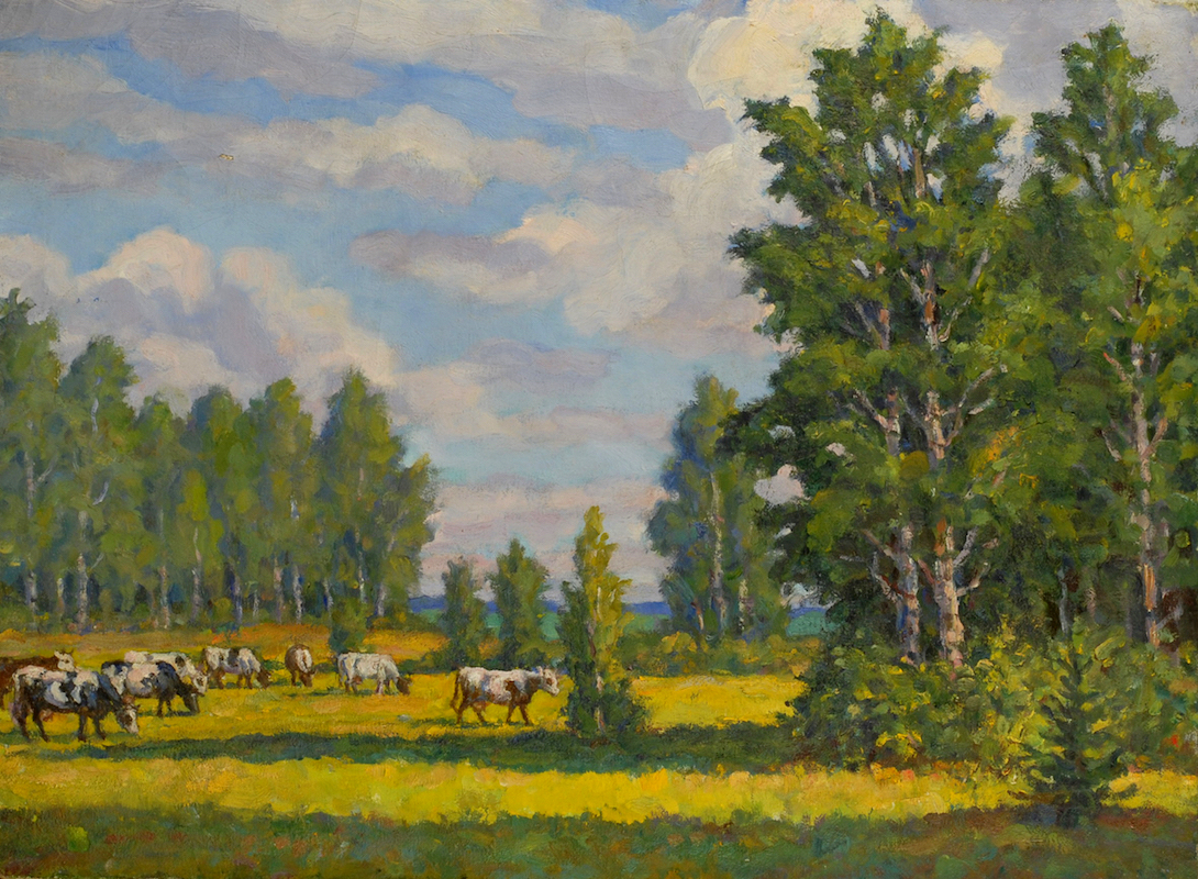 Монин А.А. Пейзаж с коровами. 1930-е