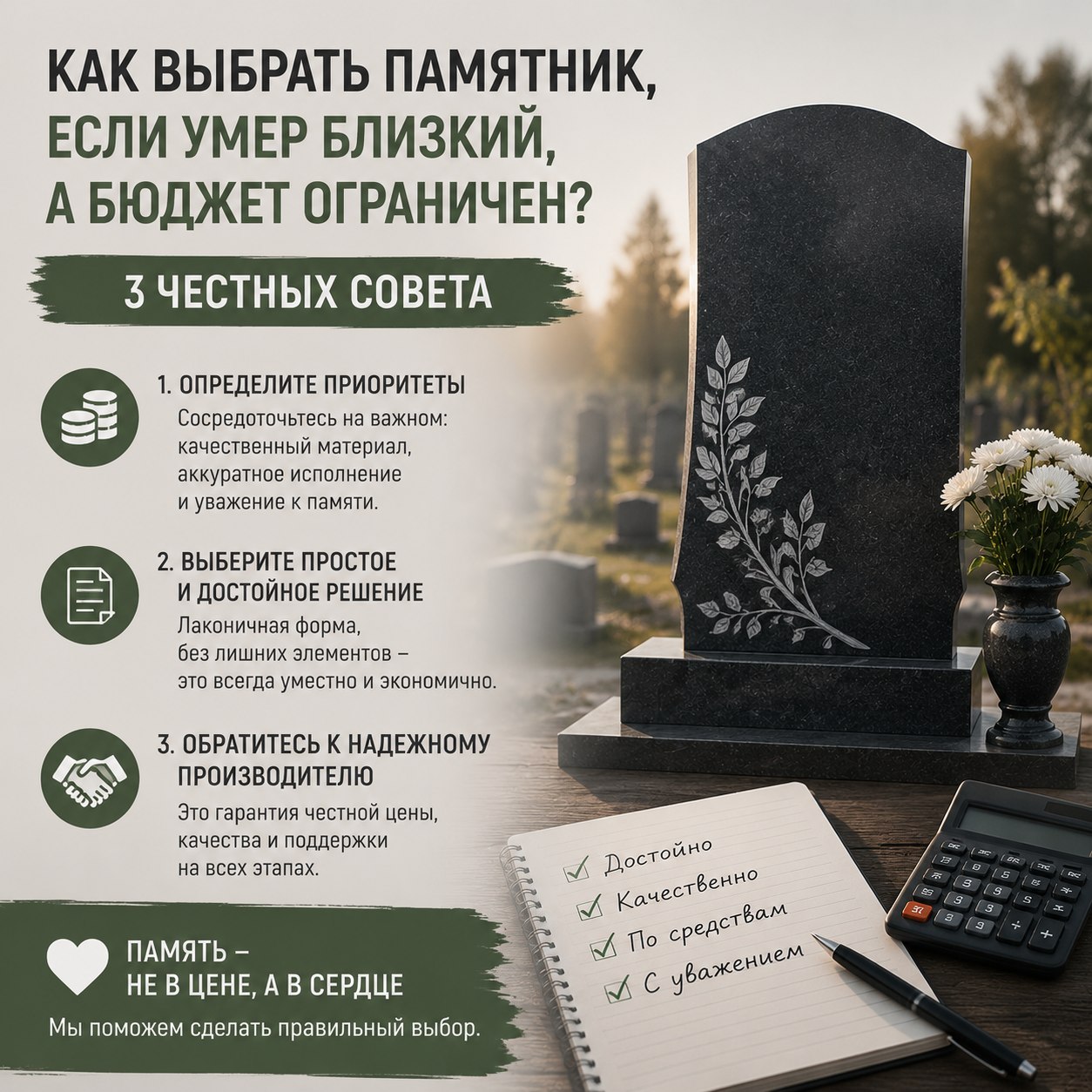 реальные советы по выбору памятника