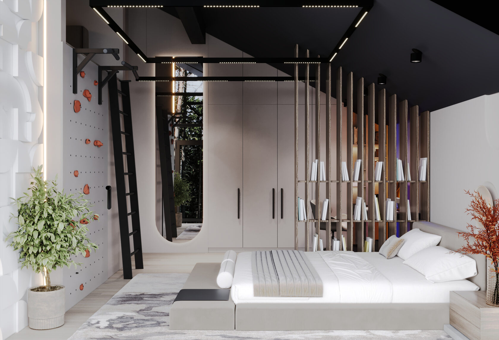 Дизайн интерьера спальни мальчика в современном стиле