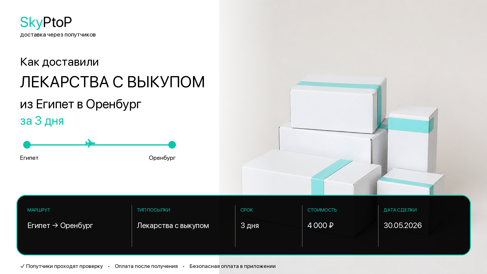 Как доставили лекарства с выкупом из Египта в Оренбург за 3 дня
