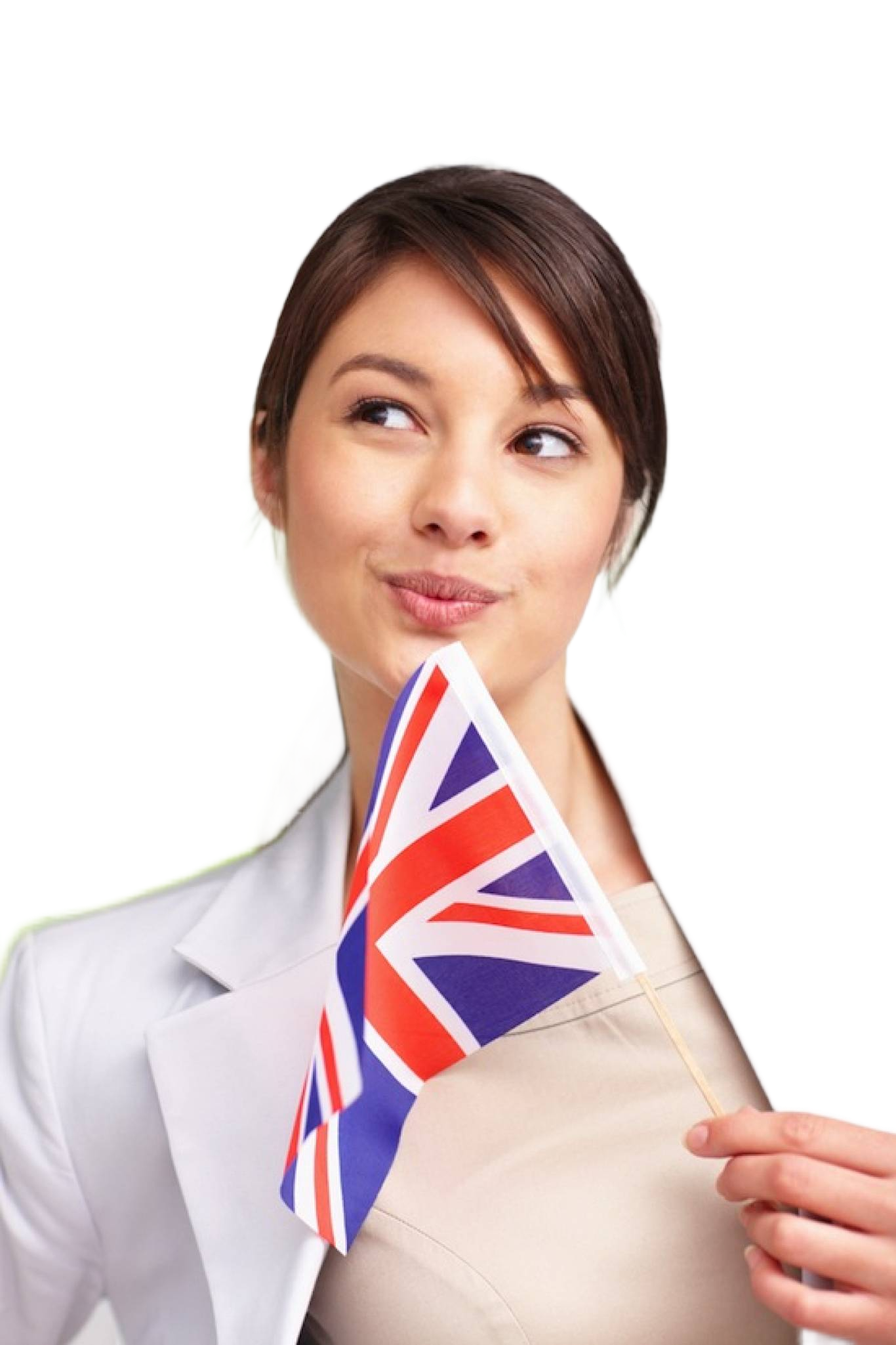 Девушка задумалась об изучении английского языка