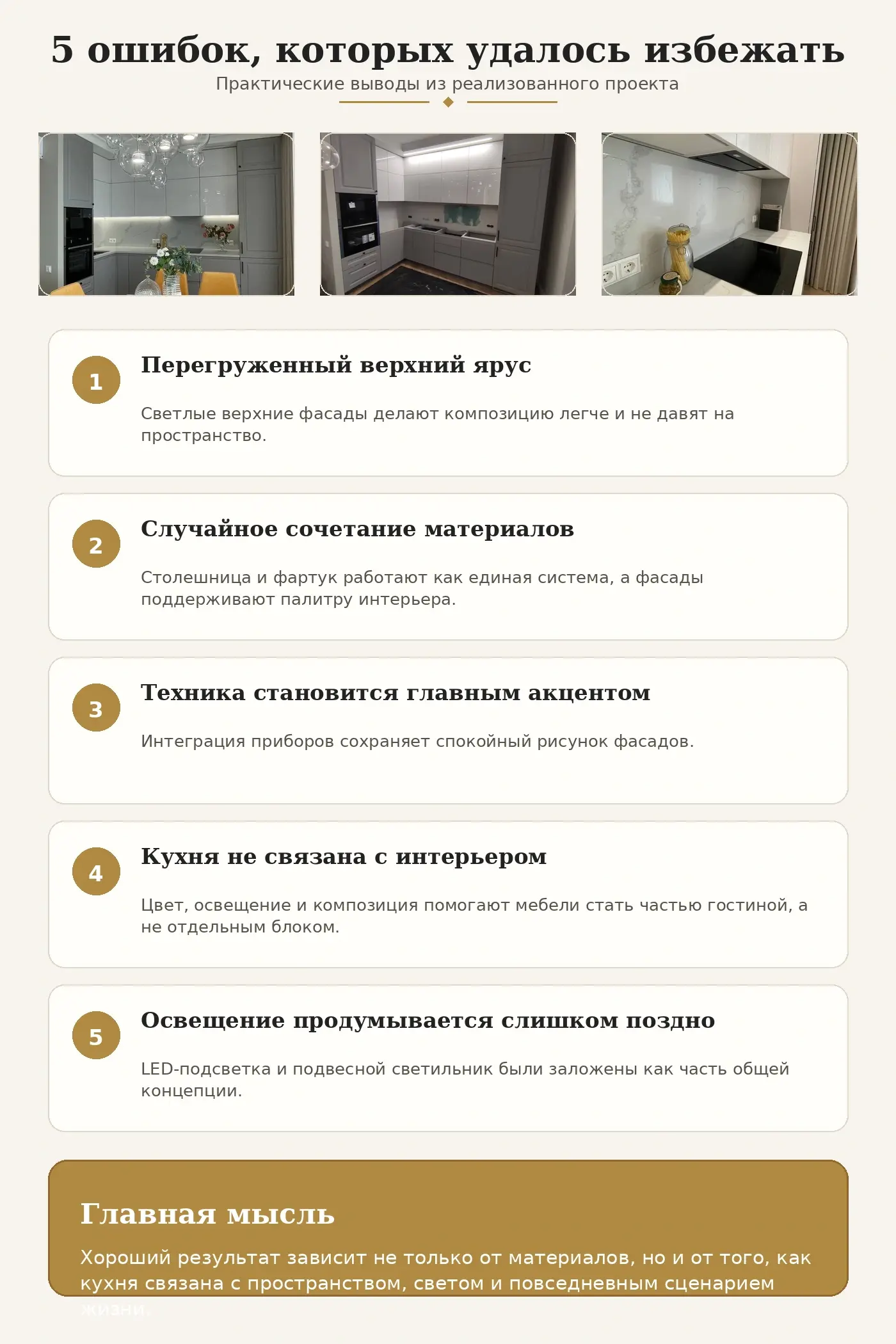 5 ошибок, которых удалось избежать в проекте кухни