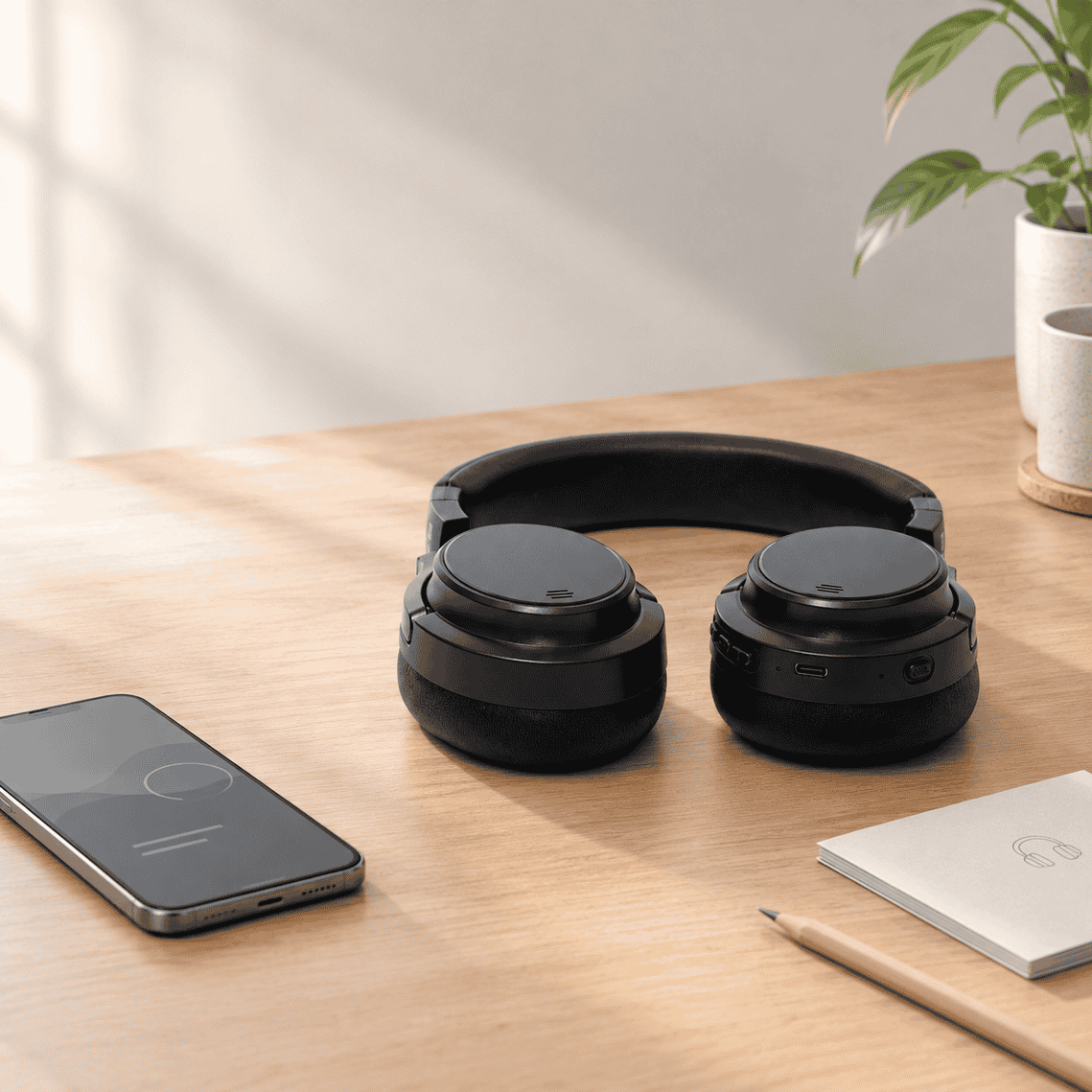 Наушники MEG рядом со смартфоном перед сбросом Bluetooth настроек