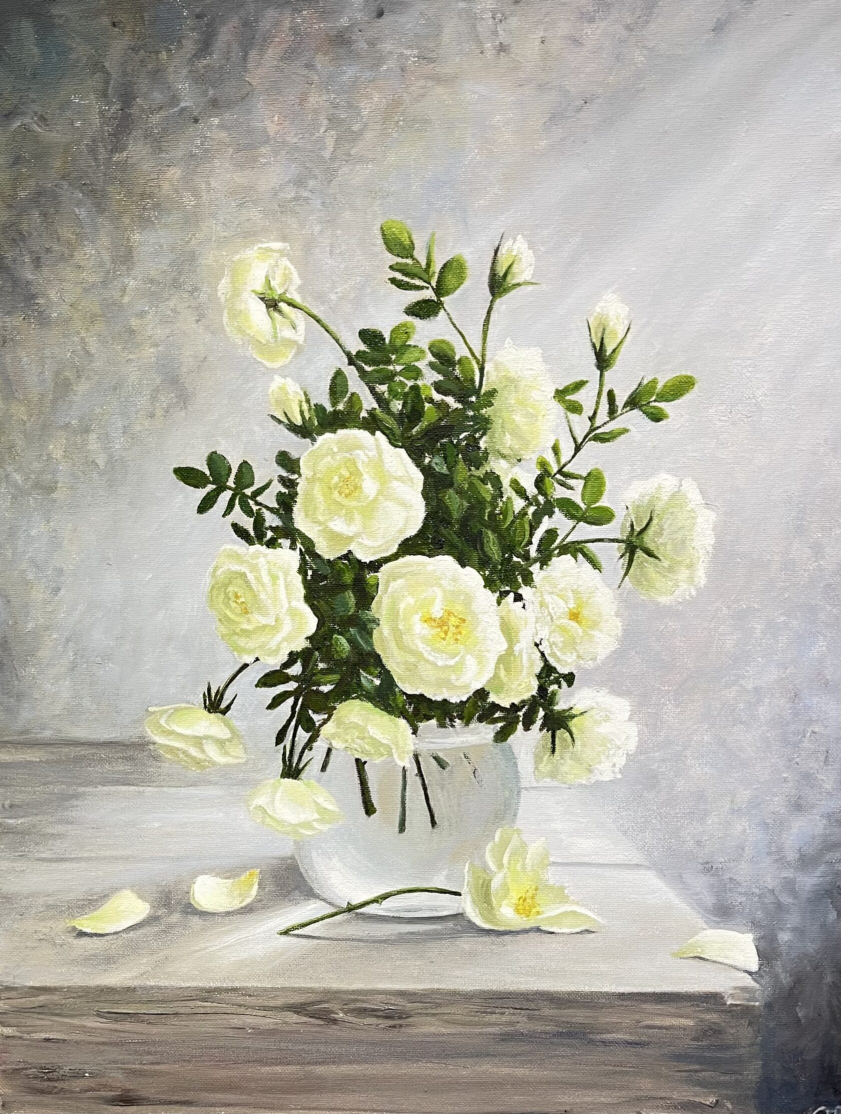 Картина на заказ &quot;Белый шиповник&quot; от художника Ольги Васильковой