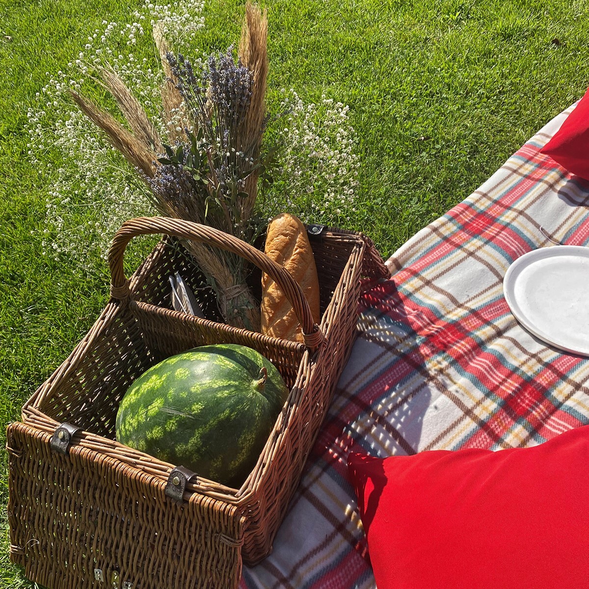 корзина с фруктами плед природа корпоратив оформление