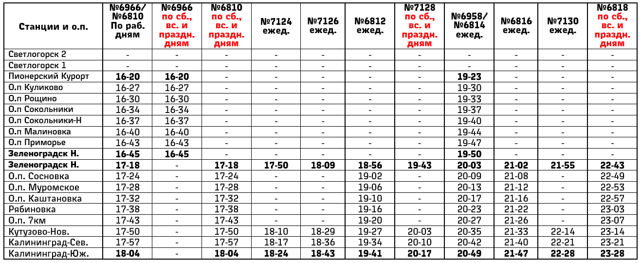 Расписание автобусов светлогорск калининград
