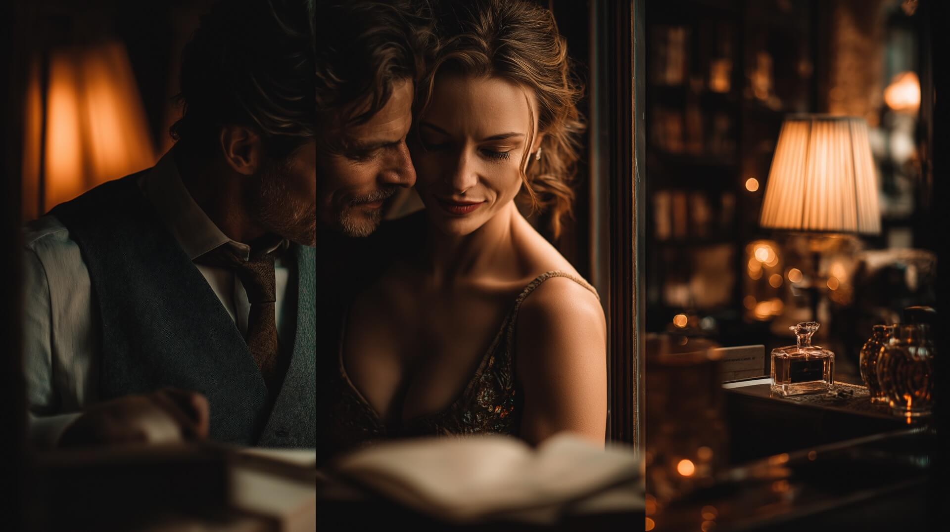 Мужчина трогательно поздравляет женщину с юбилеем, её глаза светятся от счастья и слёз радости.