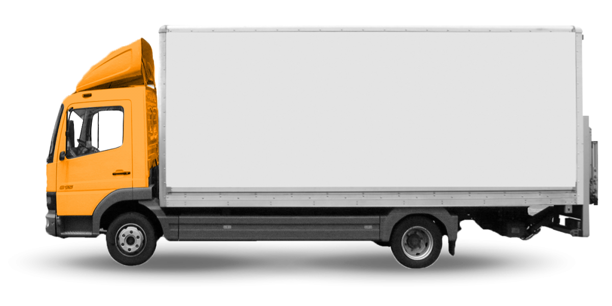 Белый грузовик для вывоза окон