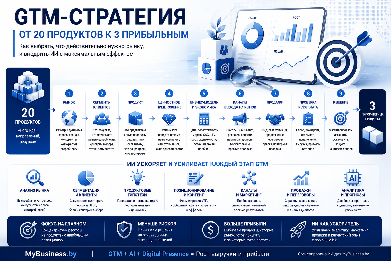 GTM-стратегия для бизнеса: от анализа рынка к выбору прибыльных продуктов и внедрению ИИ