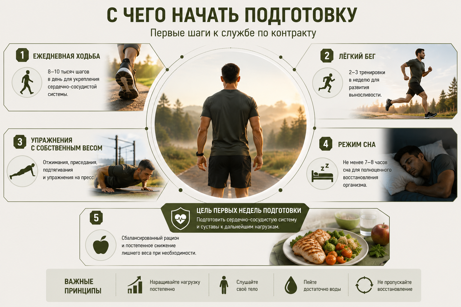 Подготовка к службе по контракту: ходьба, бег, тренировки и режим сна