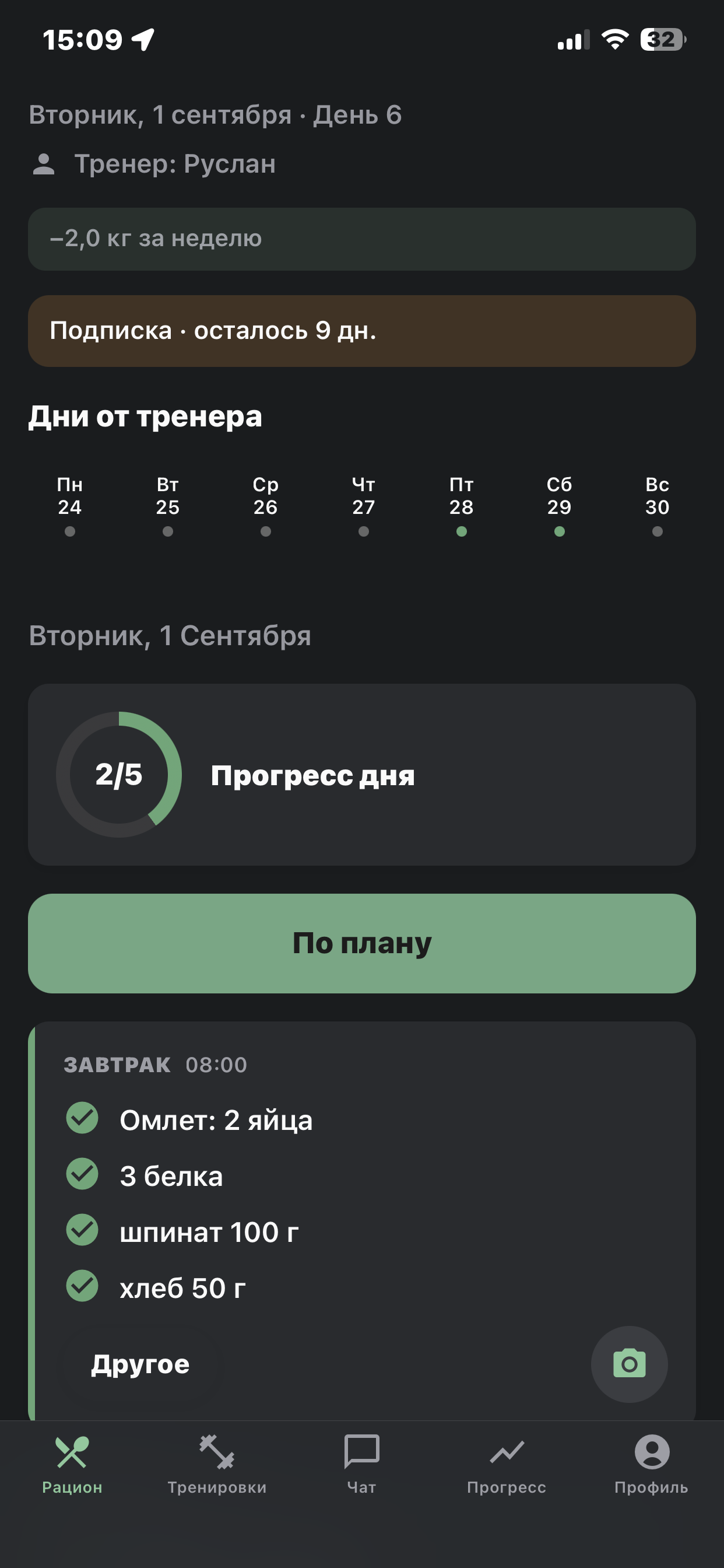 План питания