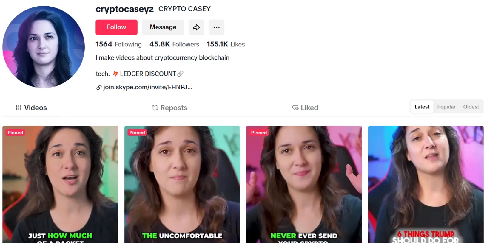 tiktok influencer page