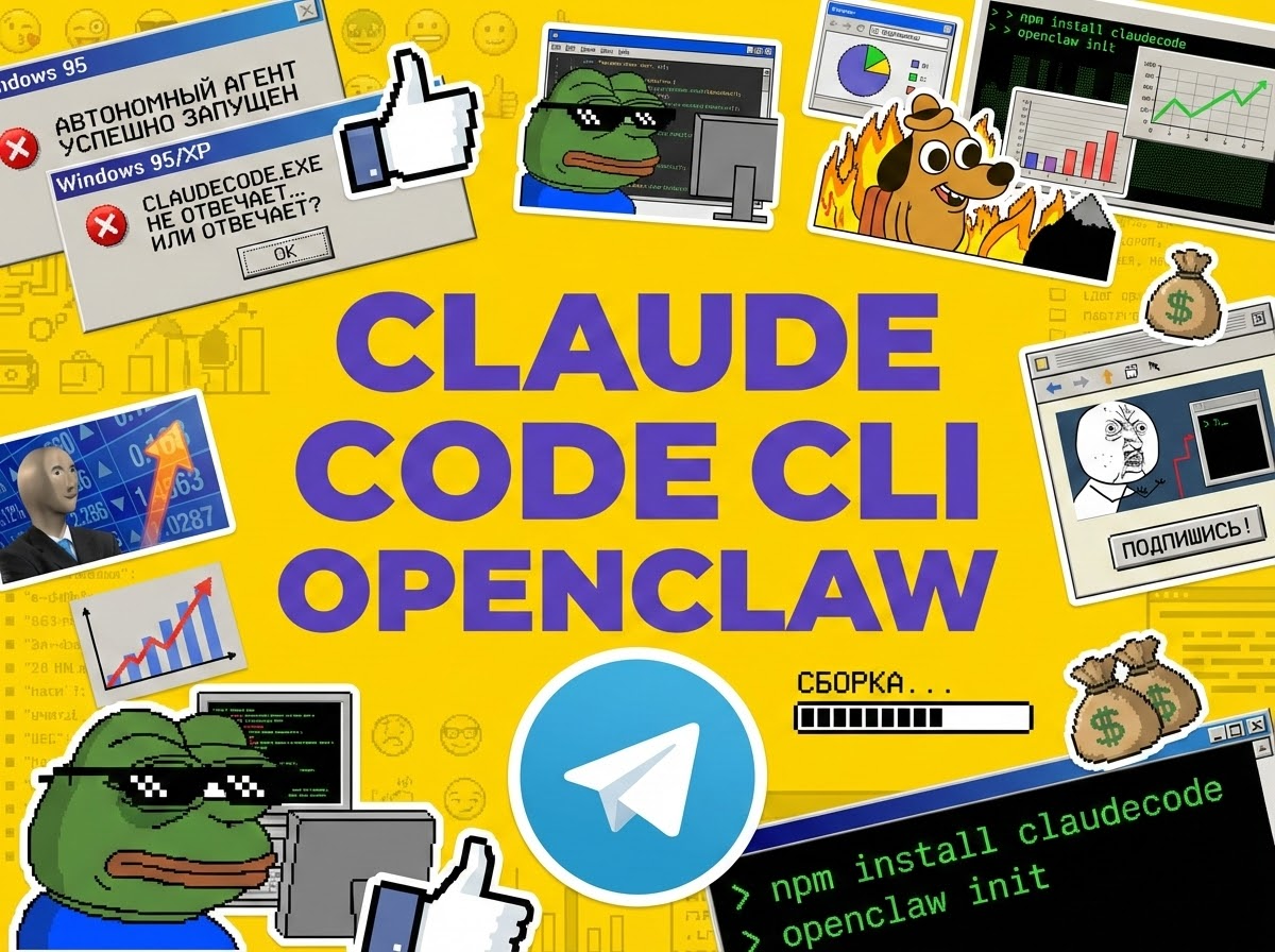 Терминал с запущенным Claude Code CLI и логотип OpenClaw
