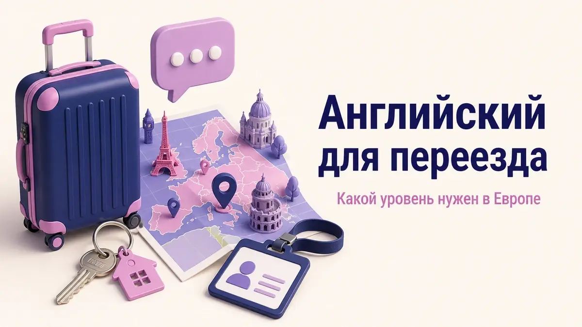 Иллюстрация к статье: Английский для переезда в Европу: какой уровень нужен для быта и работы