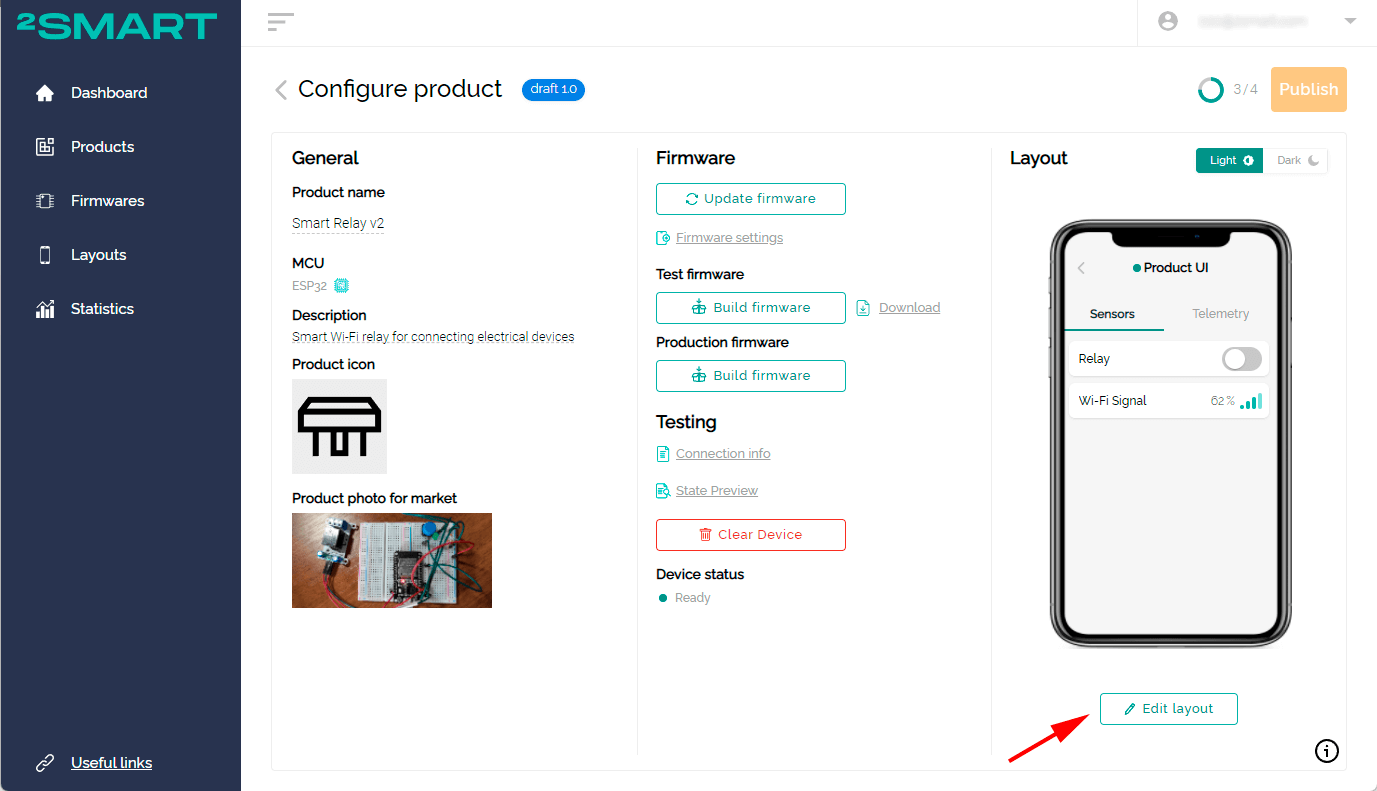 Link to edit the interface of the mobile app