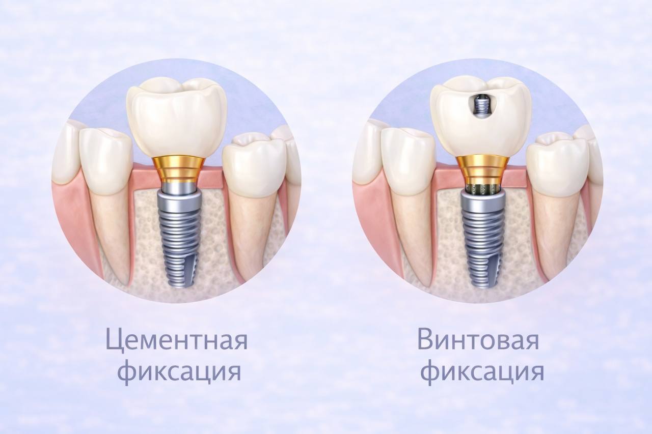 Фиксация коронки на импланте