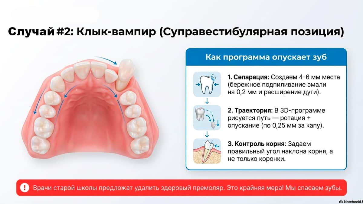 Клык вампира у подростка