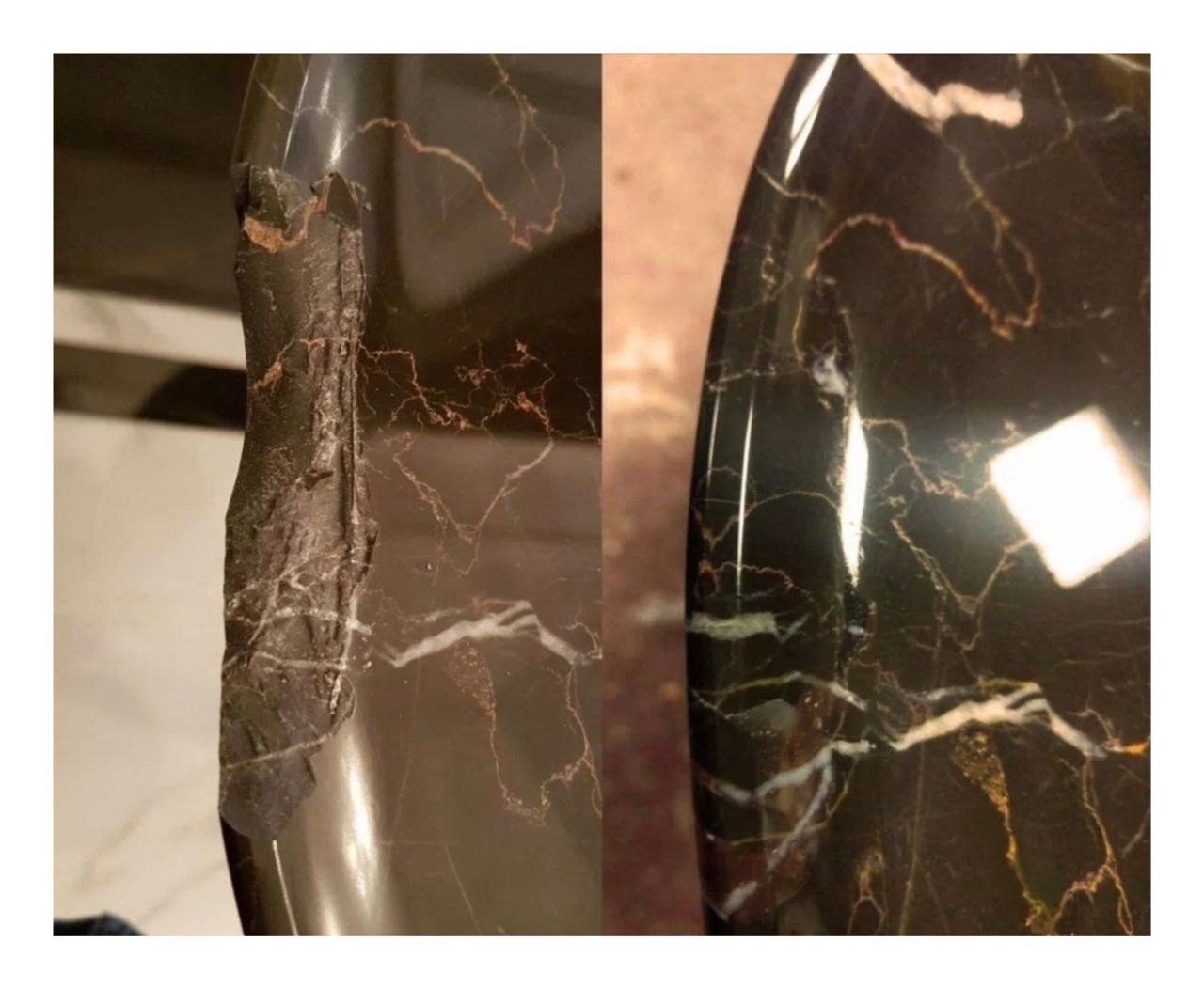 Реставрация скола на глянцевой поверхности