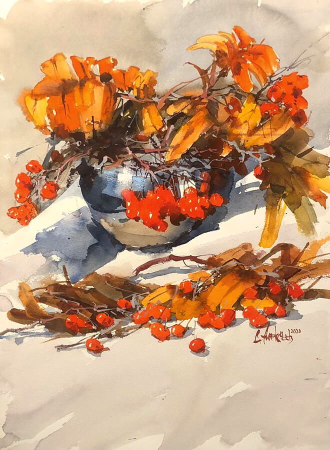 Mountain ash. 2020. Watercolor on paper, 56x36 cm