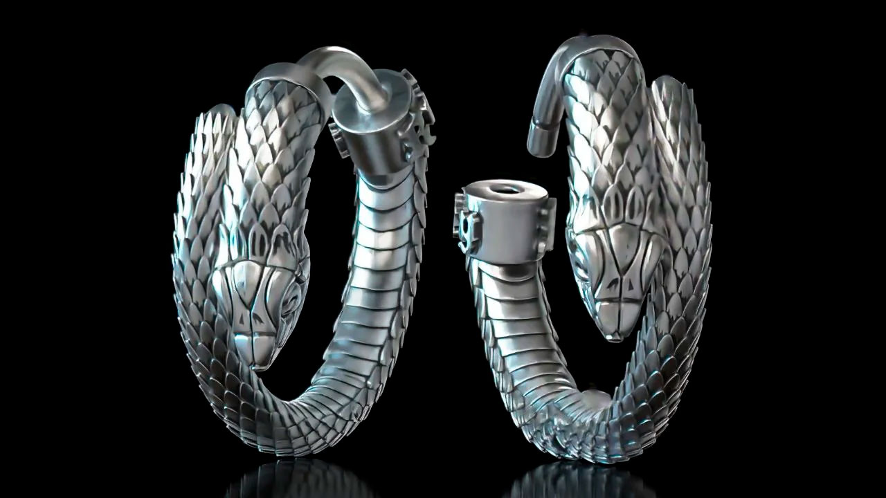 Серьги мужские в виде змеи