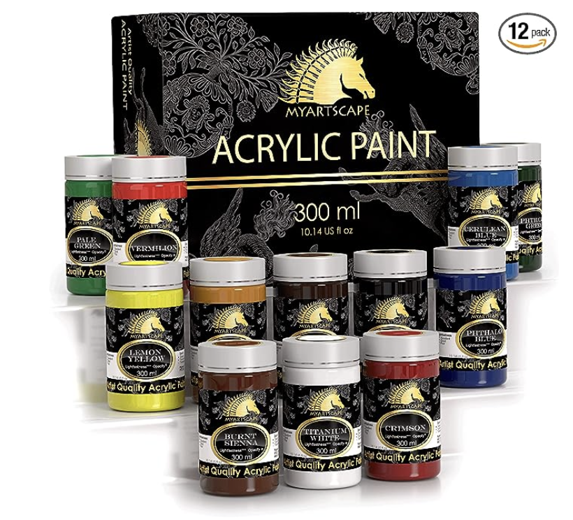 Castle Art Supplies 12 Large Acrylic 75ml Paint Tubes Set for Adults  Beginner Artists Students | Ideal for Canvas Wood Ceramic Fabric and Nail  Art