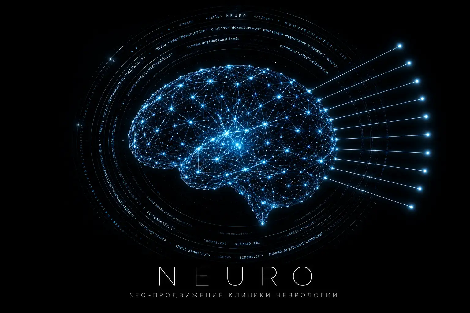 Результат SEO продвижения клиники неврологии NEURO в Москве рост органического трафика до 528 визитов в месяц и 28 заявок