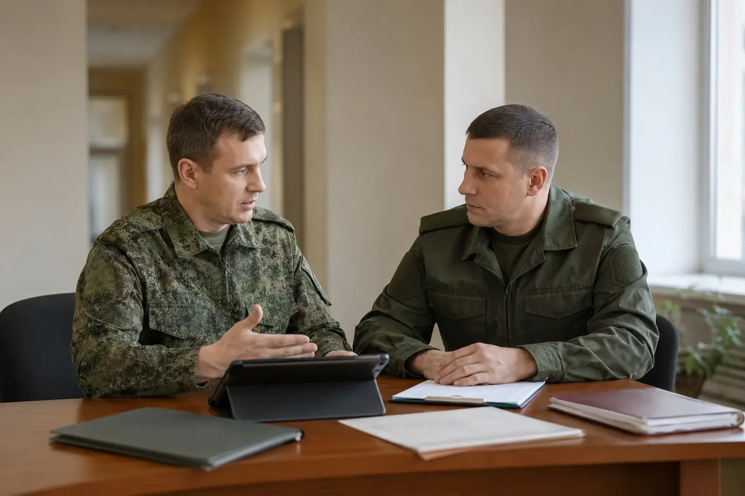 Военнослужащий на консультации по денежному довольствию и выплатам