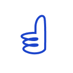 рукописная иконка палец вверх нарисованная синим карандашом