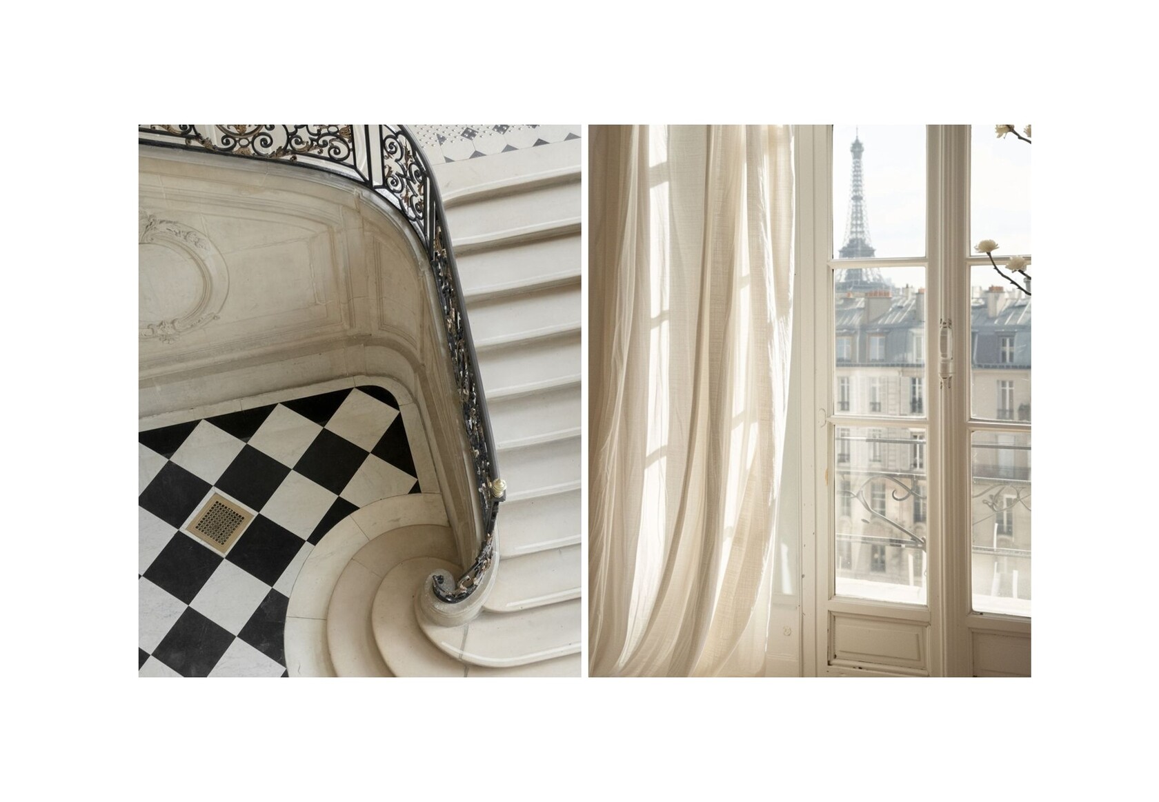 Интерьеры в эстетике тихой роскоши-лестница и вид из окна