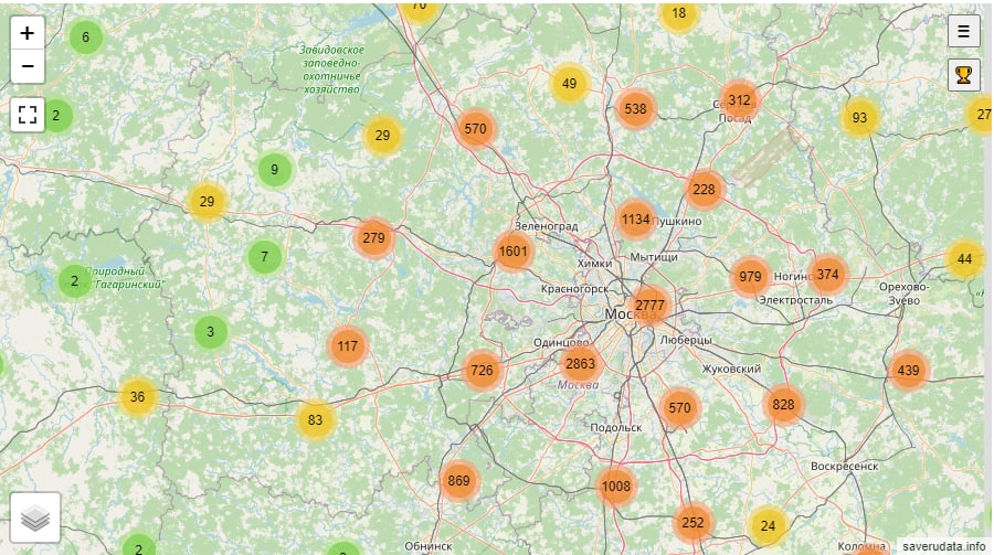 Карта клиентов яндекса. Карта утечки данных. Карты с визуализацией данных пользователей.