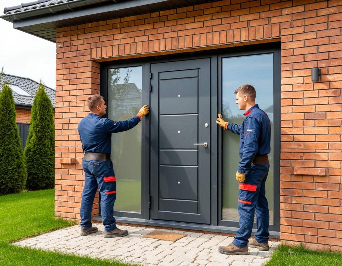 Профессиональный монтаж двери в коттедже в Москве и Московской области бригадой мастеров