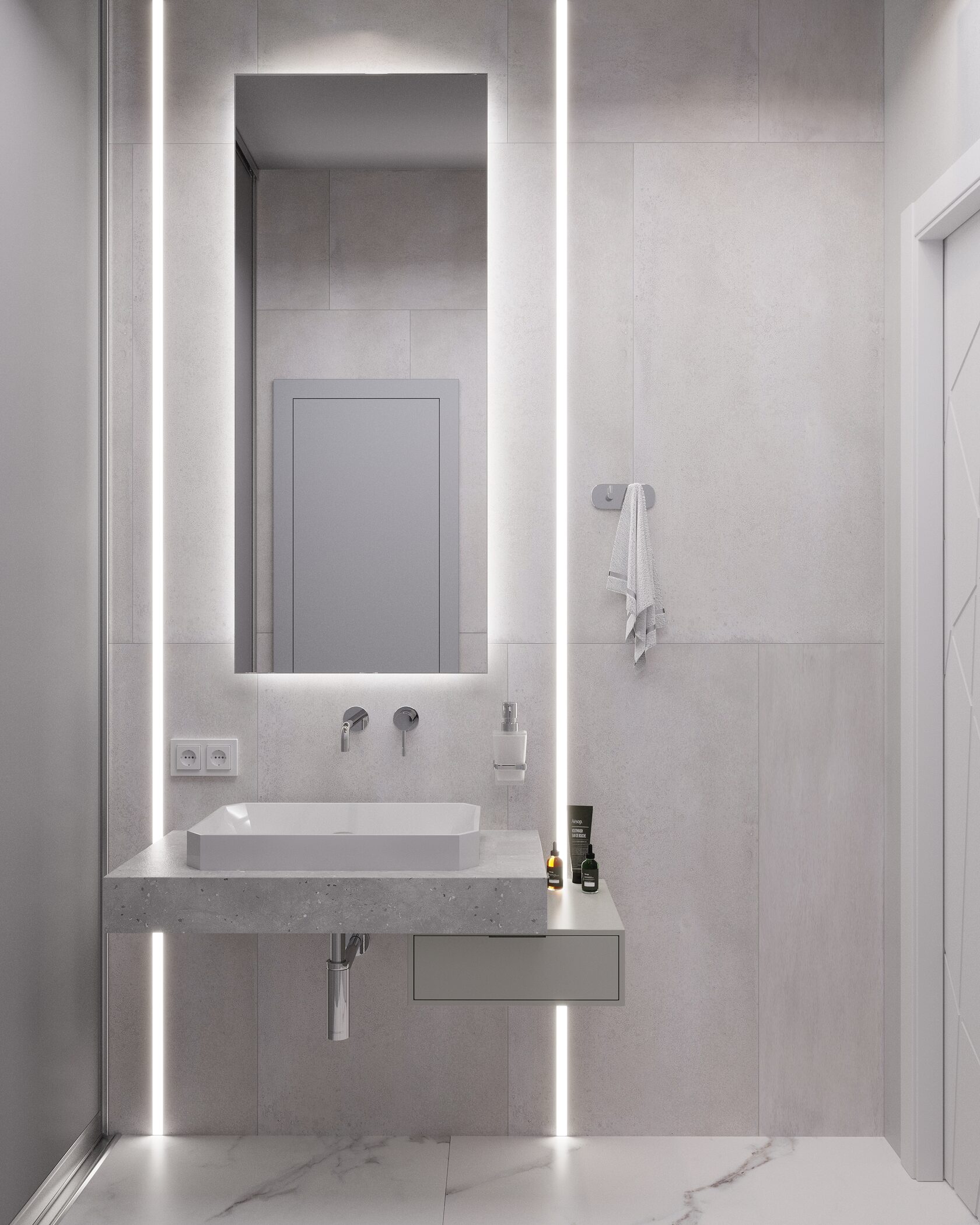 Минималистичная уборная в офисе 