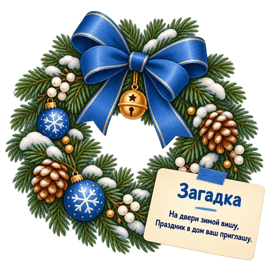 Рождественский венок с запиской-загадкой для новогоднего домашнего квеста