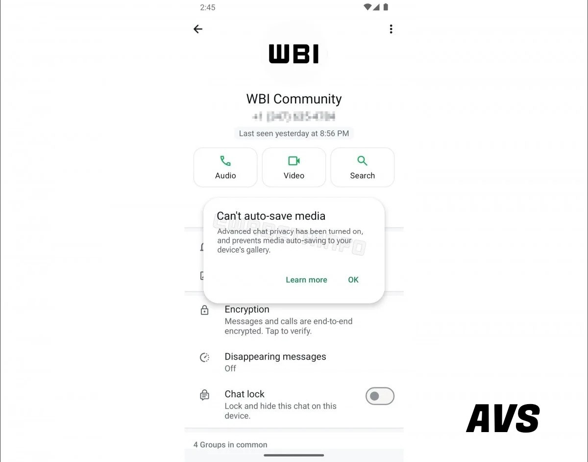 функция, которая запретит автоматическое сохранение отправленных фото и видео в галерее получателя