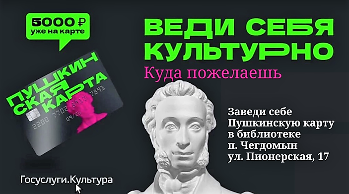 На что тратить пушкинскую карту. Карточки для госпабликов.