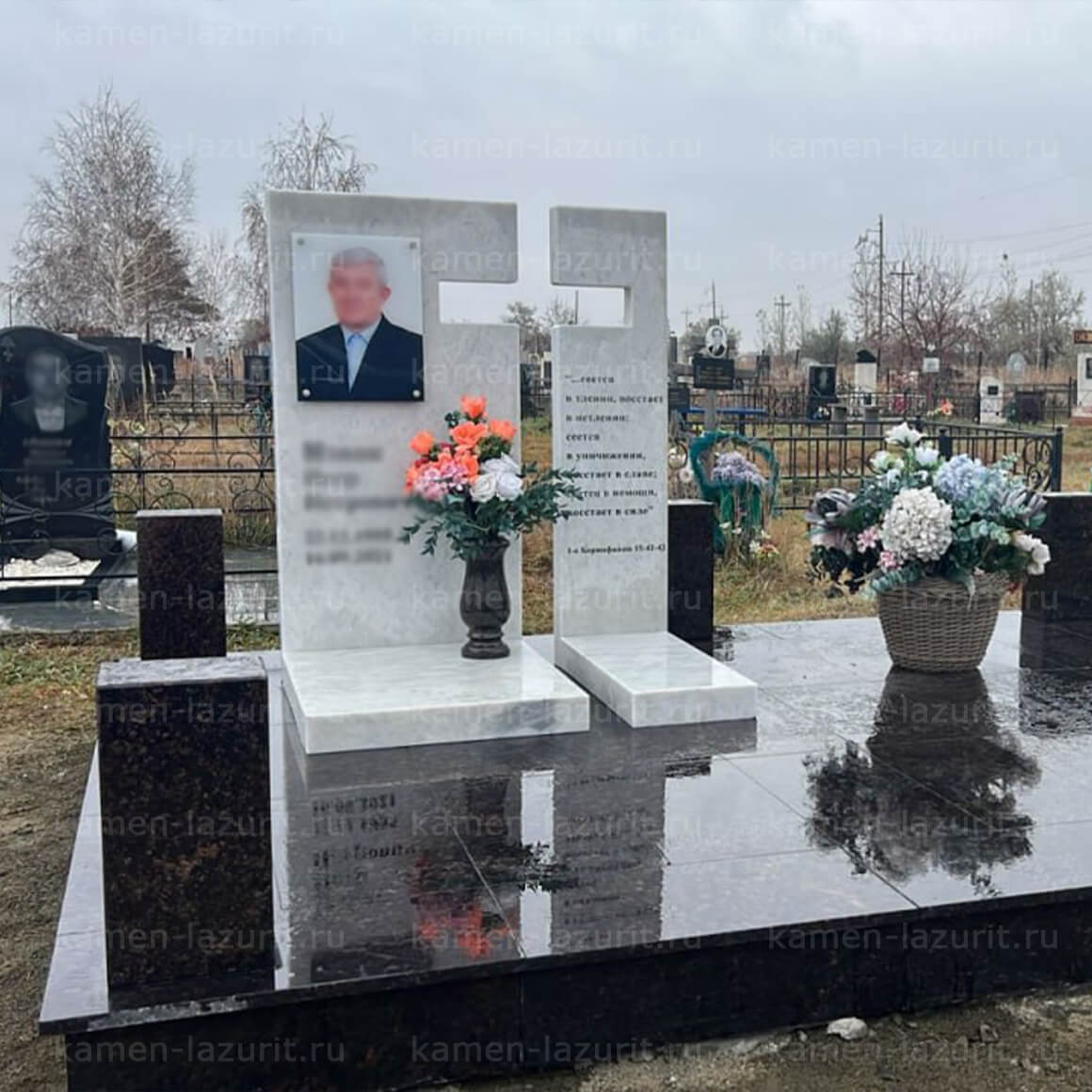 Надгробные плиты и цветники на могилу — Каталог фото и цена
