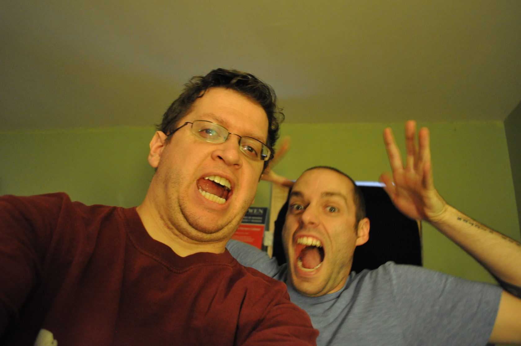 Tony and Travis goofing