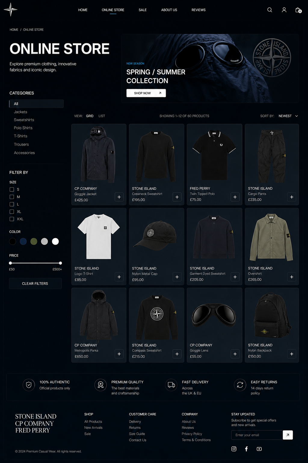 Premium Casual Wear — Stone Island, CP Company, Fred Perry